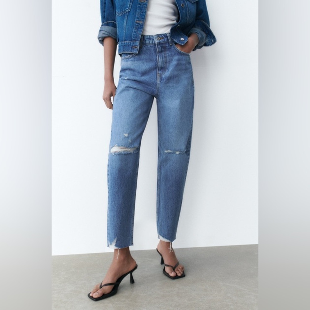 Zara NWT Mom‎ Distress Jeans